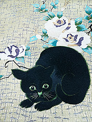 薔薇と黒猫の名古屋帯
