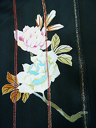 漆の縞に薔薇の付下