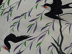 柳に燕刺繍名古屋帯