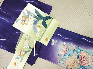 牡丹に蝶一つ紋散歩着