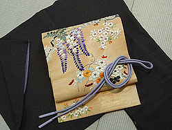 野の四季花々刺繍名古屋帯