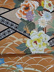 露芝に百花刺繍開き名古屋帯