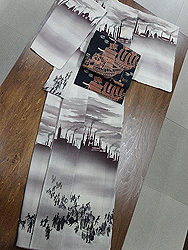 文明開化の訪問着と帆船の名古屋帯