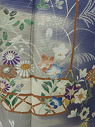 紫カゴに秋草付下