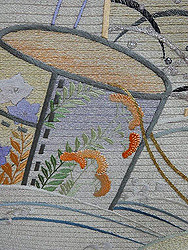 紫カゴに秋草付下