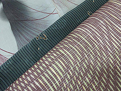 墨色ぼかしすすき単衣小紋に黒地葦に縮緬名古屋帯