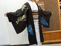 波間に老い松の単衣羽織