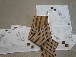 星に水柄八重山上布に芭蕉布双子縞の半幅帯