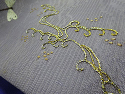 野菊にトンボ刺繍名古屋帯