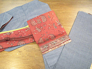 上田紬にバティック名古屋帯