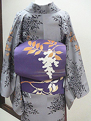 南天染名古屋帯