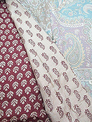 木版染めのサリーの羽裏