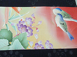 ケシにスイトピ―染名古屋帯