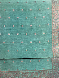 緑地唐花縁文様にドット柄名古屋帯