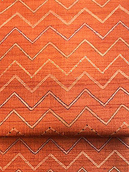 オレンジ幾何学模様カンタワーク名古屋帯