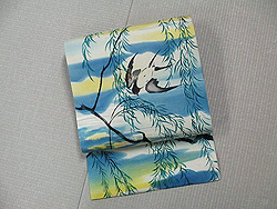 柳につばめ染名古屋帯