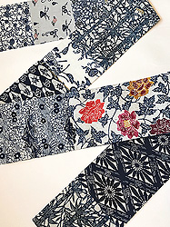 諸紬型染め寄せ裂半巾帯