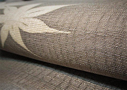 銀鼠色紅葉文様紗名古屋帯