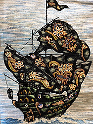 南蛮船アップリケの夏名古屋帯