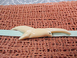 羅開き名古屋帯とカモメ帯留