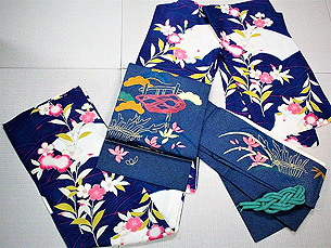 枝垂れ桜に扇面文様単衣に羅開き名古屋帯