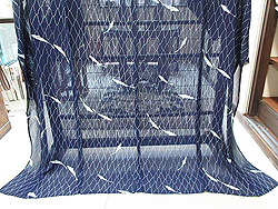 編目紋様に群れ鮎の絽小紋