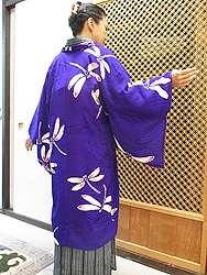 紫地トンボ単衣羽織