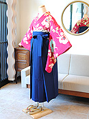 濃桃色地芍薬文様