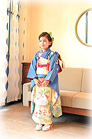 蝶々に牡丹の図祝い着