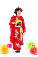 花薬玉刺繍図錦紗縮緬祝い着