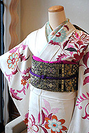 白地アールデコ洋花文様訪問着