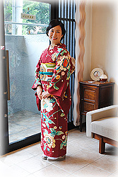 アールデコ文様の秋色訪問着