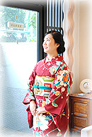 アールデコ文様の秋色訪問着