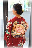 アールデコ文様の秋色訪問着