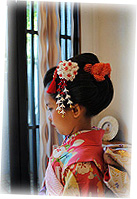 日本髪を結う七五三