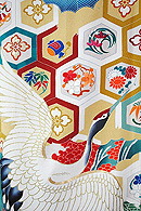 舞鶴宝亀甲文様鶸色振袖