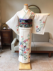 桔梗に菊文様絽訪問着