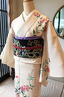 桔梗に菊文様絽訪問着