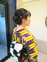 カジュアル小紋で送別会へ