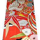 雲取りに檜扇吉祥紋尽くし黒振袖 上前