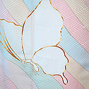 よろけ縞に蝶々の図中振袖