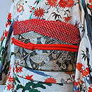 アールデコ菊花風景文様白振袖