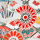 アールデコ菊花風景文様白振袖