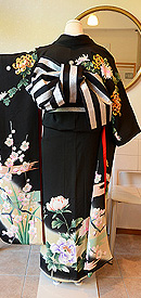 乱菊の図友禅染黒振袖