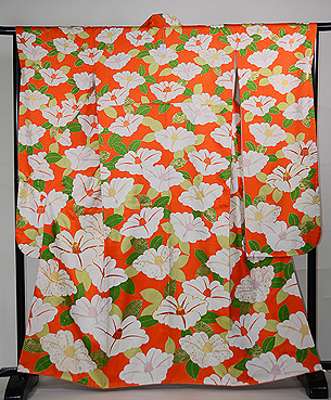 椿百花綸子刺繍振袖