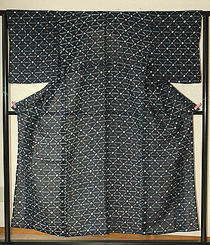 苧麻藍染め絞り夏衣