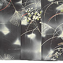 萩にすすき文様ぼかし地小紋単衣　上前