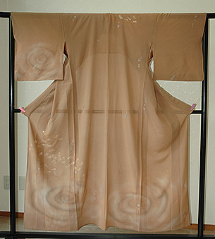 「古池や…」水面文様単衣訪問着