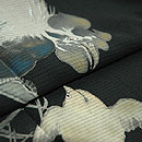 雄鶏にひよこ花籠文様絽縮緬黒留袖