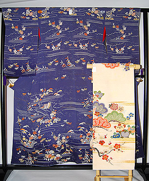 紫地御所解文様訪問着